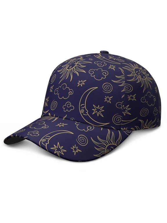 Gothic Cosmic Baseball Cap – Celestial Astral Dad Hat with Dark Star Moon Patterns, Ideal for Beach, Camping, Hiking