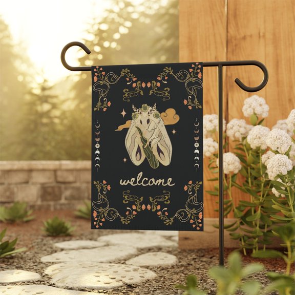 Gothic Cottagecore Moth Garden House Decorative Flag 12x18 POLE NOT INCLUDED Garden Flag