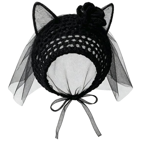 Gothic Crochet Halloween Cat Hat, Handmade Pet Costume Cap, Cute Knitted Headwear for Cats or Small Dogs