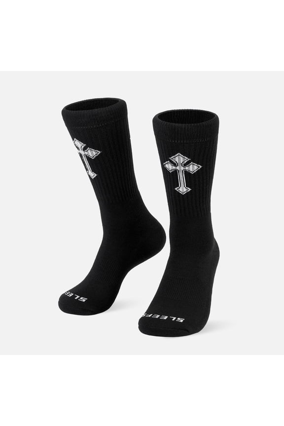 Gothic Cross Black Crew Socks