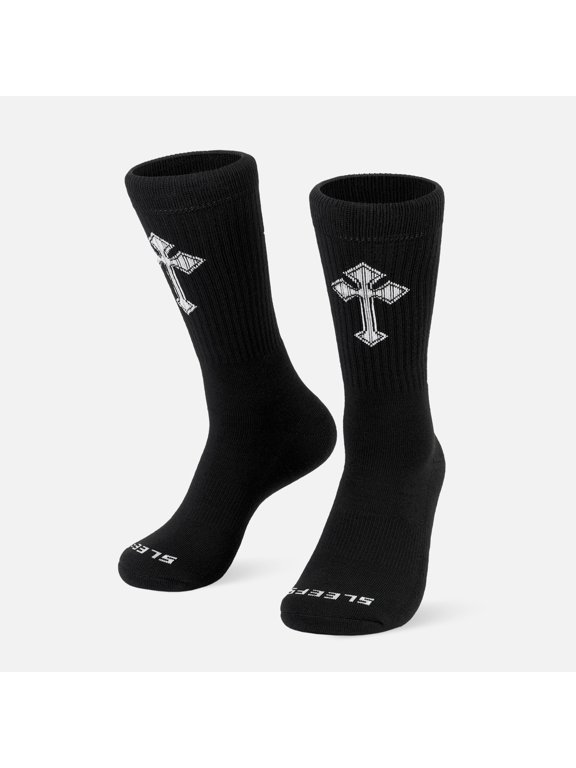 Gothic Cross Black Crew Socks
