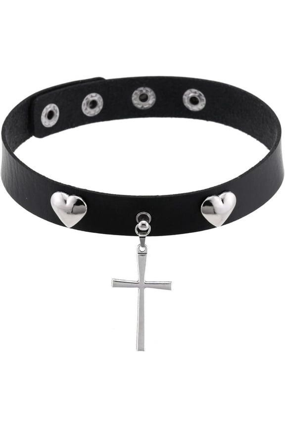 Gothic Cross Choker Necklace For Women, Punk Black Choker, Adjustable Goth Choker Collar Neckband, Halloween Christmas New Year Goth Jewelry Gift For Women