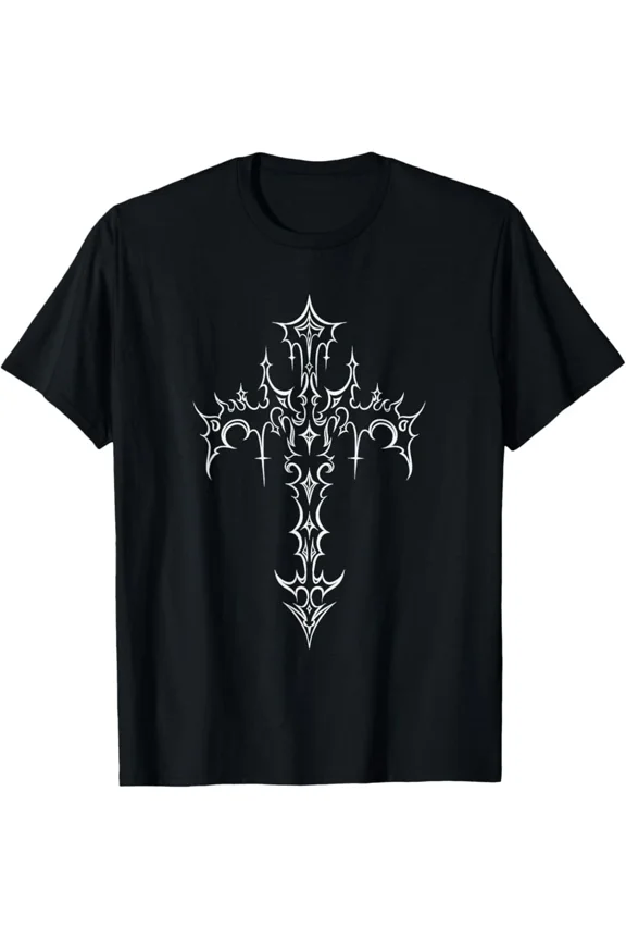 Gothic Cross Grunge Aesthetic Retro Mall Goth Dark Style Unisex T-Shirt up to size 5XL