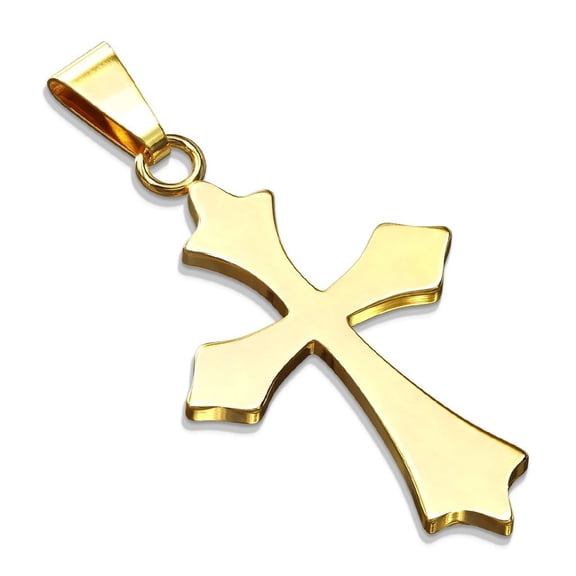 Gothic Cross Necklace Gold Black Stainless Steel Crucifix Pendant