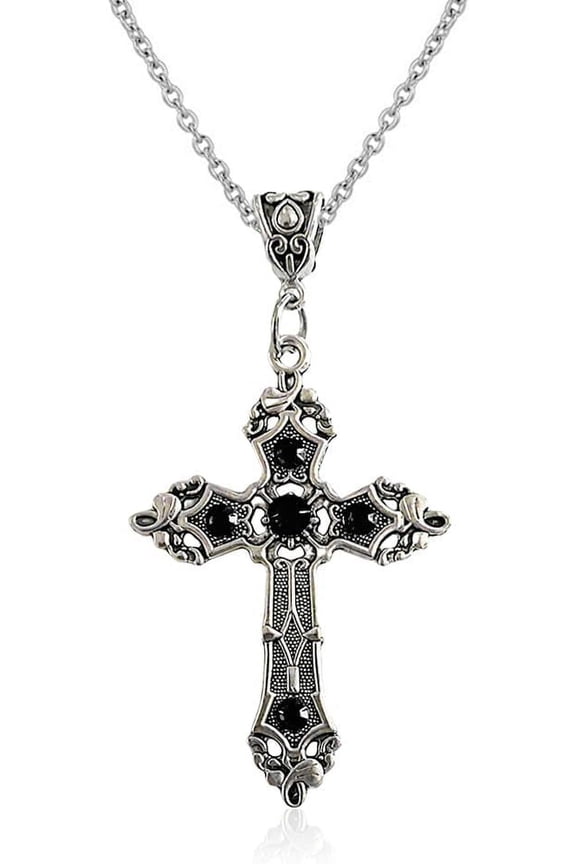 Gothic Cross Necklace for Women Men Goth Vintage Cross Pendant Necklace Punk Carving Y2k Necklace Halloween Party Jewelry