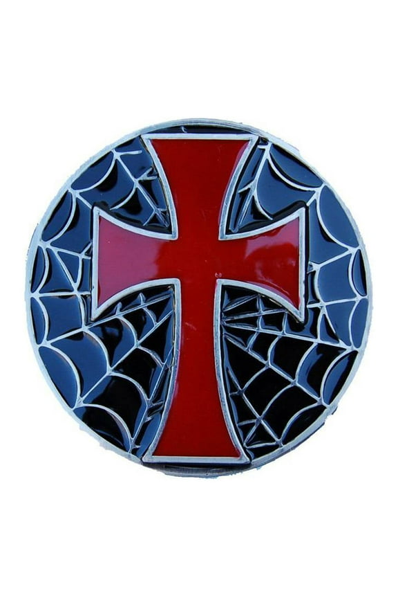 Gothic Cross Spider Web Embedded Belt Buckle