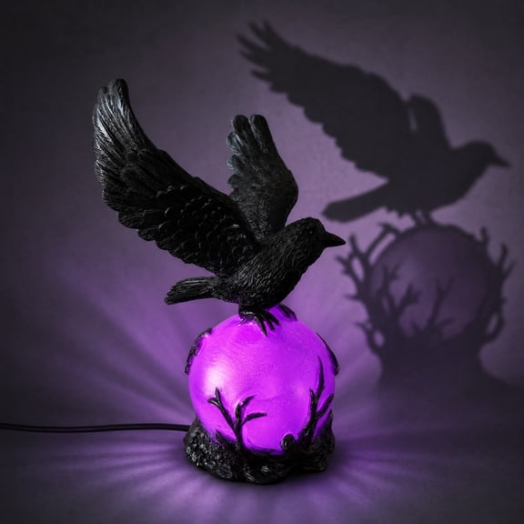 Gothic Crow Desk Lamp, Dark Halloween Table Light with Raven Accent, Mood Lighting for Spooky Season, Study & Living Room, Dimmable Touch Control, Dark Academia Bird Sculpture​, B