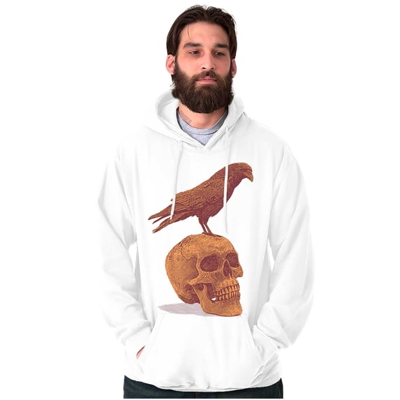 Gothic Crow Raven Sitting on Skull Hoodie Sweatshirt Women Men Brisco Brands S