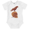 thumbnail image 1 of Gothic Crow Raven Sitting on Skull Romper Boys or Girls Infant Baby Brisco Brands NB, 1 of 6
