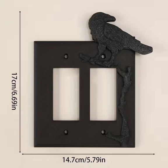 Gothic Crow Wall Plate Cover for Single Double Toggle Switches, Victorian Decor