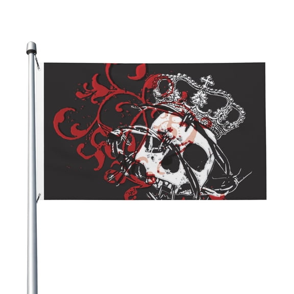 Gothic Crown Skull Flag 3X5 Ft Garden Yard House Flags Banner Sign Outdoor Indoor Party Home Garden Decoration