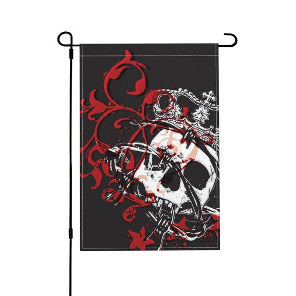 Gothic Crown Skull Garden Flag Outdoor House Flags 12 X 18 Inch Banner Yard Home Decoration
