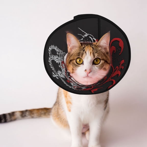 Gothic Crown Skull Soft Pet Recovery Collar for Cats Small Dogs, Protective Elizabeth Collar for Post-Surgery, Anti-Lick & Anti-Scratch