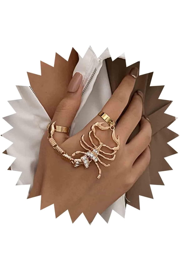 Gothic Crystal Scorpion Ring Cz Scorpion Knuckle Ring Gold Scorpion Finger Ring Scorpion Open Ring Halloween Scorpion Ring Adjustable Connected Ring Jewelry for Women