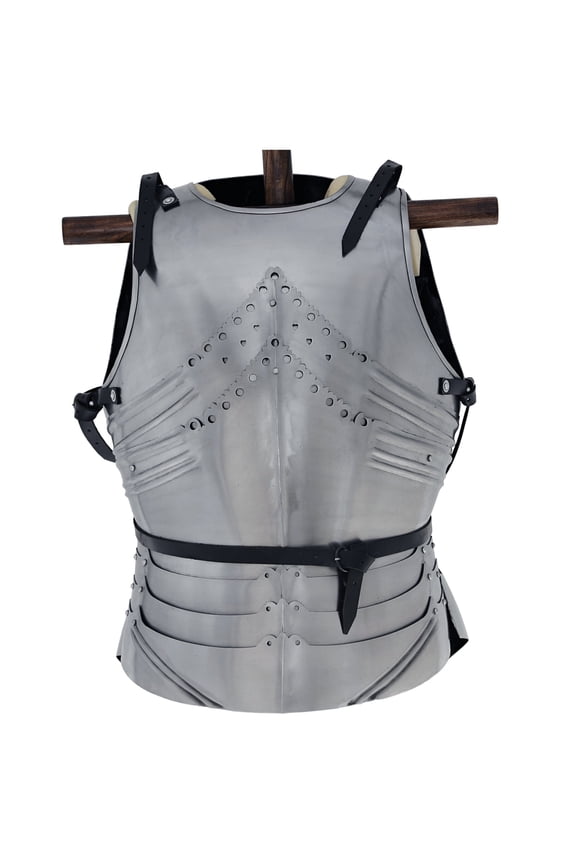 Gothic Cuirass 18-Gauge Polished Steel Medieval Body Armor Adjustable Leather Belt with Brass Buckle Knight Chest Plate for Reenactment