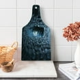 thumbnail image 1 of Gothic Cutting Board, Dark Cave the Full Moon at Night Scary Horror Medieval Art Print, Decorative Tempered Glass Cutting and Serving Board, Wine Bottle Shape, Blue Grey, by Ambesonne, 1 of 1