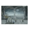 thumbnail image 1 of Gothic Cutting Board, Fictional Middle Age Mythical Stone Bench Balcony Building with Hummingbird Graphic Print, Decorative Tempered Glass Cutting and Serving Board, Large Size, Grey, by Ambesonne, 1 of 1