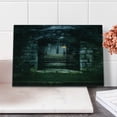 thumbnail image 1 of Gothic Cutting Board, Image of the Gate of a Dark Old Haunted House Cemetery Dead Myst Fiction Art Print, Decorative Tempered Glass Cutting and Serving Board, Small Size, Grey Green, by Ambesonne, 1 of 1