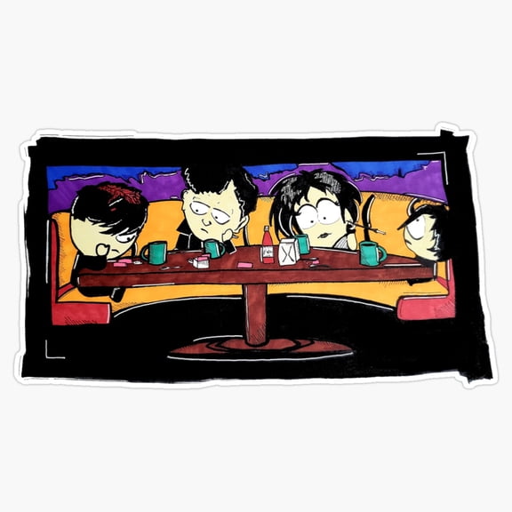 Gothic Dark Aesthetics Group Gathering Goth At Dennys Midnight Diner Subculture Decal For PC Case Sticker