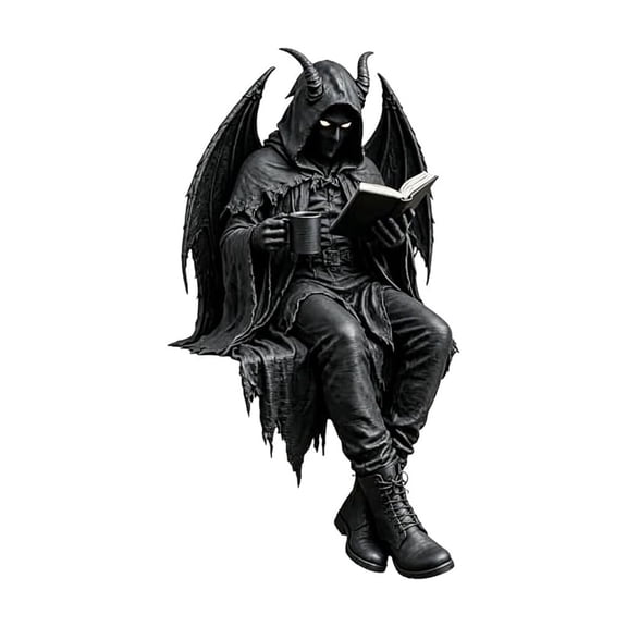 Gothic Dark Fantasy Hooded Reader Statue Open Book Mysterious Bookshelf Decor Desk Mantel Ornament Resin 1 Count