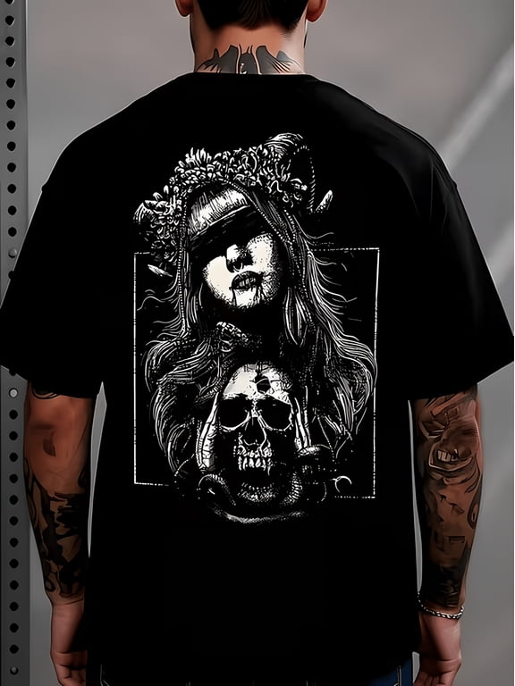 Gothic Dark Fantasy Skull Graphic Vintage Grunge Y2k Cotton Men's Women's T-Shirt