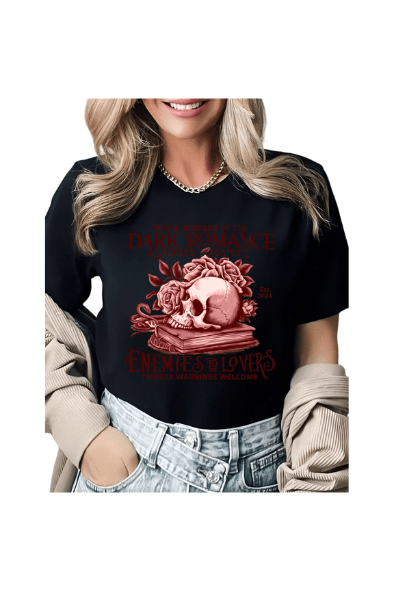 Gothic Dark Romance Enemies To Lovers Graphic Tees Womans T-shirt Shirts Black White S-5XL Tops