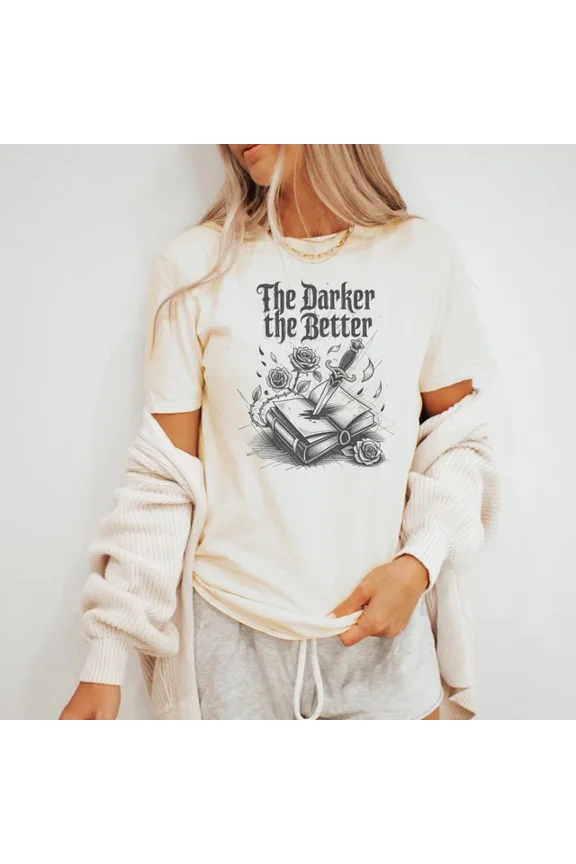 Gothic Dark Romance Graphic Tee Book Dagger Rose Design Size S-5Xl Heygategoo Tee