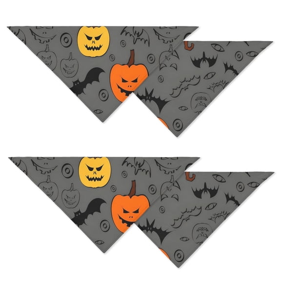 Gothic Darkness Skeleton Spider Web Dog Bandanas 2 Pack, Halloween Adjustable Double Sided Pet Scarf with Skull Design
