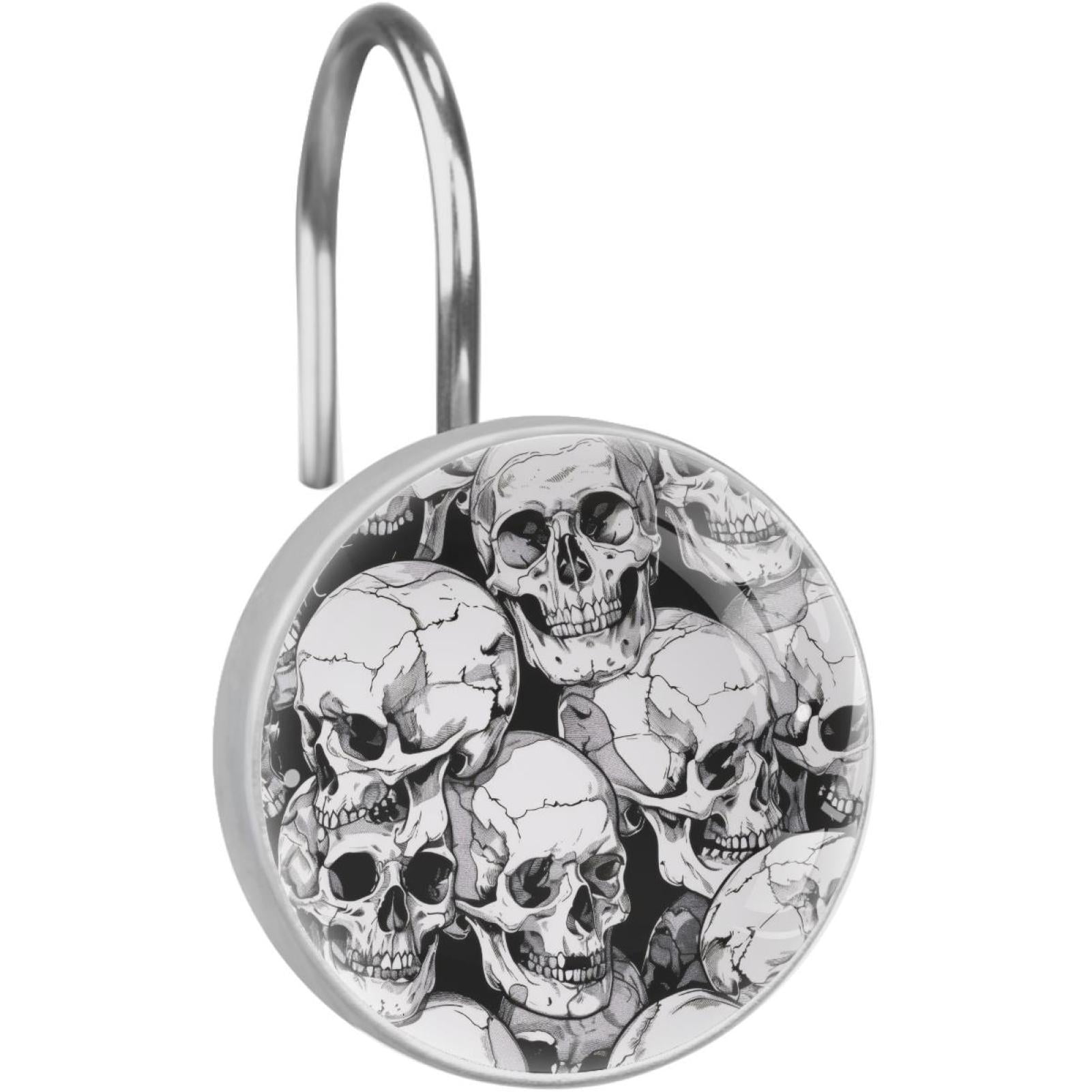 Gothic Dead Skulls Shower Curtain Hooks Round Crystal Glass, Set of 12 ...