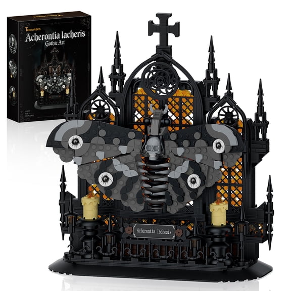 Gothic Death Head Moth Building Set, 755 Pcs Skull Moth Cathedral, Gothic Castle Model Art Home Decor, Festival Birthday Gifts for Adults and Teens