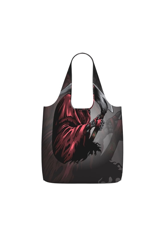 Gothic Death Skull Grim Reaper Foldable Reusable Shopping Bag Large Capacity Tote Handbag Storage Pouch for Travel Work