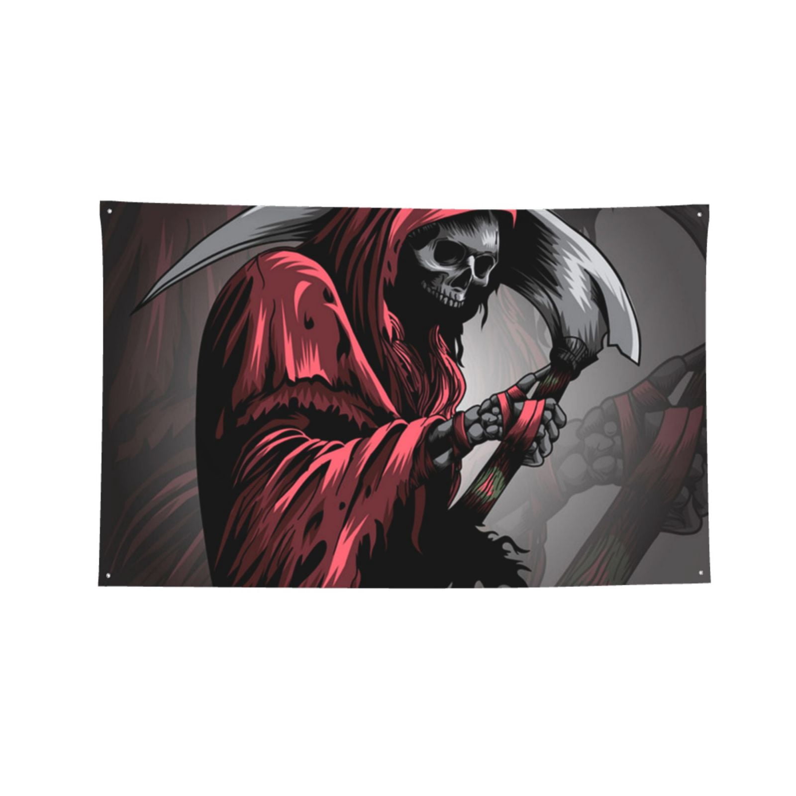 Gothic Death Skull Grim Reaper Four Hole Decorated Banner Flag for Garden Yard Home Decoration Indoor Outdoor 4x6 Ft