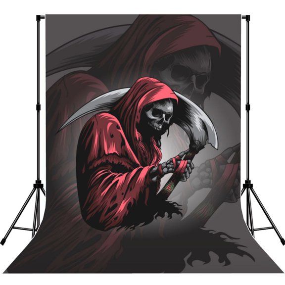 Gothic Death Skull Grim Reaper Photography Backdrop 5x7Ft Background for Photo Studio Video Recording Birthday Party Wedding Home Decor