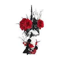 Gothic Decor, Floral Skeleton Torso Wall Hanging Decoration, Gothic Ribcage Art With Artificial Flowers And Ornaments, Indoor Decoration For Parties Easy