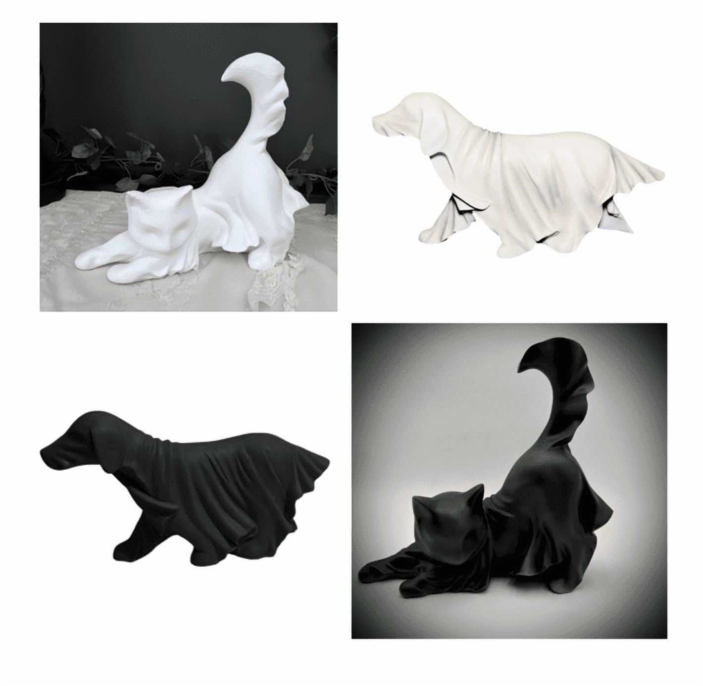 Cracker Barrel 2025 Halloween Ghost Cat Figurine Black Statue Decor ...