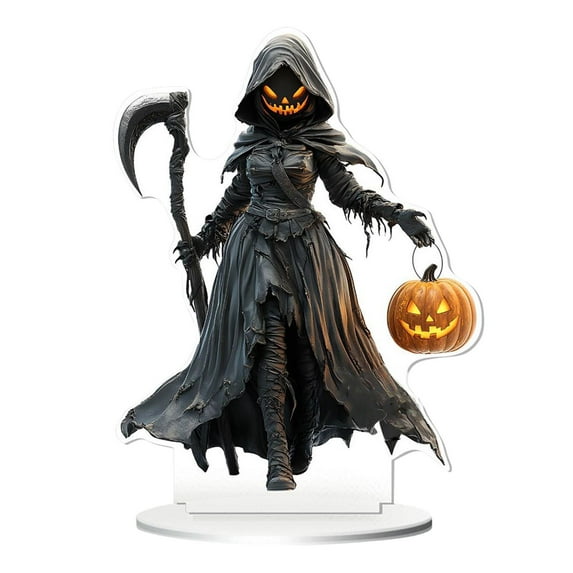 Gothic Decor Halloween Christmas Ornaments Witch Figurine Acrylic Flat Decoration, 7.8 Inch Halloween Pumpkin Ornament