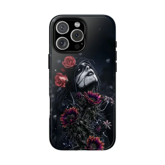 Gothic Desert Cactus Flower Art Case for iPhone 11-17 Pro Max