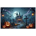 thumbnail image 1 of Gothic Design Halloween Banner Spooky Castle Jack O Lantern Decorative Spooky Scene Pumpkin for Halloween Party Yard Decor, 1 of 9