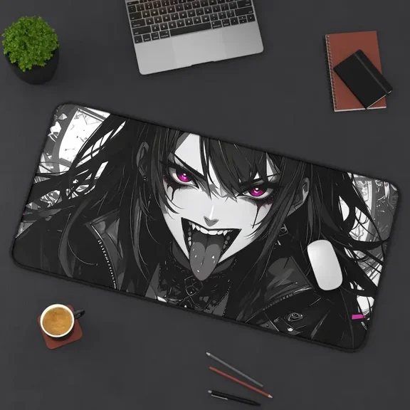 Gothic Desk Mat With Fierce Design, Office Decor, Gaming Setup, Keyboard Mouse Pad, Unique Gift Idea, Home Workspace