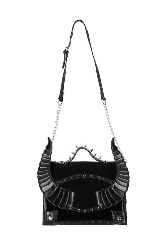 Gothic Diabolic Horns and Spikes Black Purse
