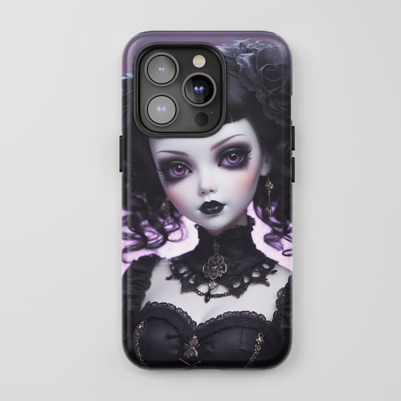 Gothic Doll For All iPhone Series Tough Phone Case Dark Art Purple