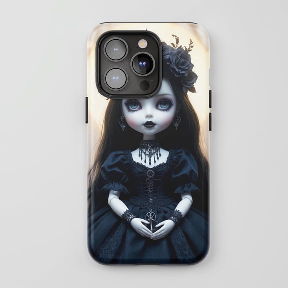 Gothic Doll For All iPhone Series Tough Phone Case Dark Doll Art Style Black