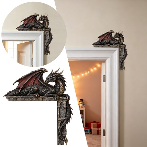 Gothic Door Frame Ornament Dragon Door Corner Decor Mythical Beast Statue Fantasy Wall Decor For Game Room Halloween Party And Dark Fairytale Rooms For Home Entryway Decor