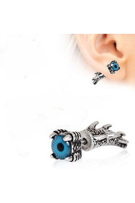 Gothic Dragon Claw Fake Taper Blue Evil Eye Body Piercing Jewelry