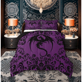 thumbnail image 1 of Gothic Dragon Comforter Set Twin Boho Goth Purple Black Damask Bedding Set Adults Men Women Bohemian Exotic Floral Animal Bedding Comforter Sets Retro Baroque Dragon Quilt Set, 1 of 7