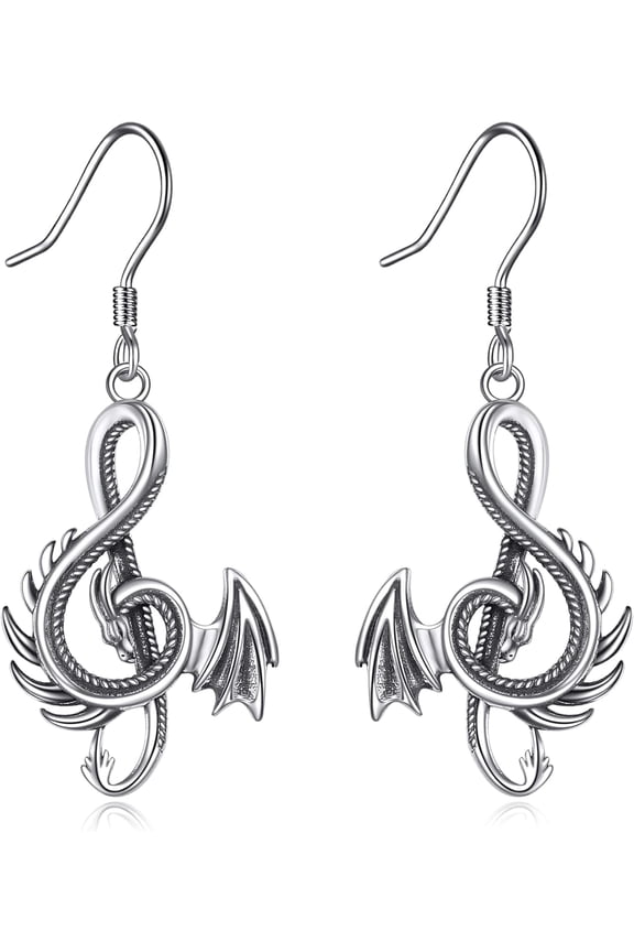 Gothic Dragon Dangle Earrings 925 Sterling Silver Vintage Dragon Jewelry Birthday Christmas Gifts for Women