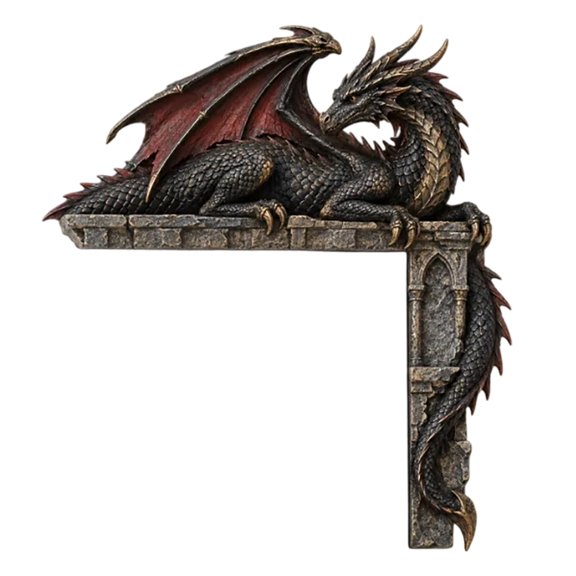 Gothic Dragon Door Corner Hanging Ornament With Detailed Carving For Home And Wall Decoration(Black-20cm)