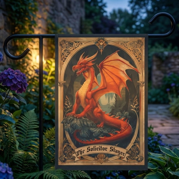 Gothic Dragon Garden Flag Funny No Soliciting Sign Medieval Fantasy Outdoor Yard Decoratio