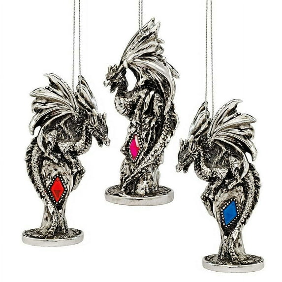 Gothic Dragon Holiday Gemstone Ornament - Set of 3