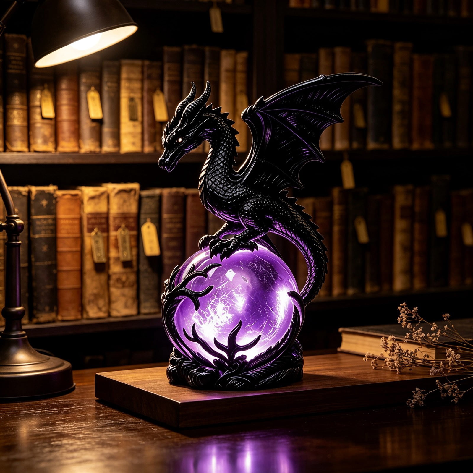 Usb Led Ball Gothic Dragon LED Crystal Ball Lamp, Fantasy Resin Dragon Night Light ...